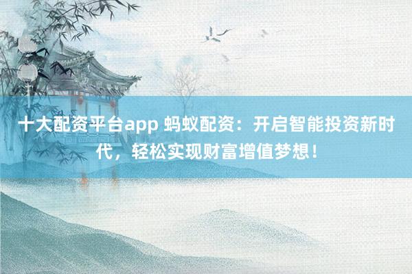 十大配资平台app 蚂蚁配资：开启智能投资新时代，轻松实现财富增值梦想！