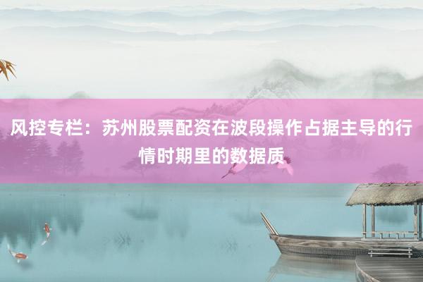 风控专栏：苏州股票配资在波段操作占据主导的行情时期里的数据质