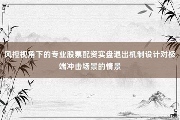 风控视角下的专业股票配资实盘退出机制设计对极端冲击场景的情景