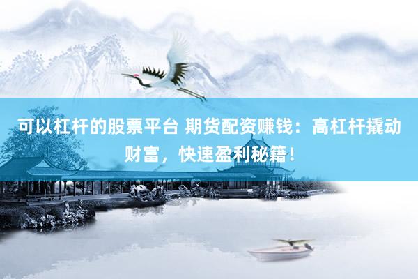 可以杠杆的股票平台 期货配资赚钱：高杠杆撬动财富，快速盈利秘籍！